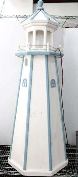 Powder Blue & White Lighthouse Accent Lamp 56x22 - Bunting Online Auctions