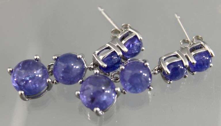 Sapphire (tested) and Sterling Silver Earrings