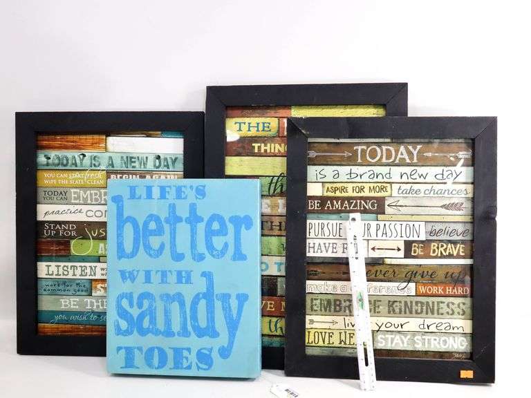 Set of Four Graphic Home Decor Pieces - framed