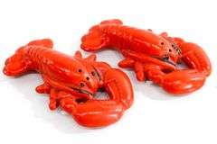 Set of Four Covered Lobster Dishes with a Matching set of Lobster shaped Salt and Pepper Shakers.