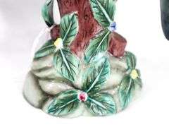 Hand Painted Vintage Chinese Porcelain Parrot / Phoenix / Peacock Bird Figurines.  Pair -