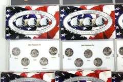 US Statehood Quarter proof sets , 2003 Gold edition x5 , 2005 San Francisco mint , x5 and 2008 Platinum Edition , x5 , 15 sets in total