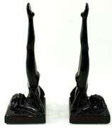 Cast Metal Nymph Art Deco Bookends / Figures
