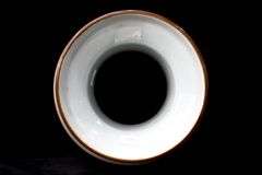 Large Chinese Porcelain Vases Grey Crackle Glaze, Celadon Finish Inside, Chinese Characters Ring Tops, Each 23" Tall.