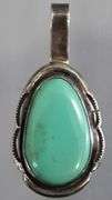 Sterling Silver Native American Turquoise Pendant signed "P".