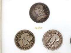 US Type collection sets , Includes Silver quarters , 1834 Draped Bust , 1852 Seated Liberty , 1909 Barber , 1929 Standing liberty + More AND US Half Dollar Type set , 1831 Draped Bust , 1853 Seated Liberty , 1904 Barber ,  1940 Walking Liberty , 1958 Franklin In69 Kennedy and 1976 Bicentennial , 13 coins in all