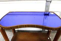 Art Deco Cobalt Blue Mirror Top Coffee and Side Tables.