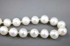 Sterling Silver findings on a knotted genuine Pearl Necklace, 18"