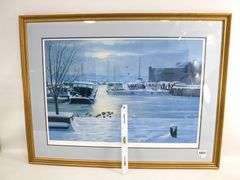 "Annapolis on Ice" by Harriman, print of the Annapolis City Dock in Winter, framed- 27" x 36"