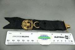 Edwardian Bates & bacon Gold Filled Woodsman of the World Watch Fob, Ribbon, and Chain.