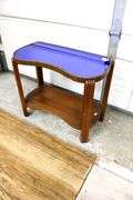 Art Deco Cobalt Blue Mirror Top Coffee and Side Tables.