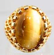 14 KTGF Tigers Eye Ring and a Sterling Silver crystal Ring, both size 7.