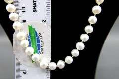 Sterling Silver findings on a knotted genuine Pearl Necklace, 18"
