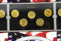 US Statehood Quarter proof sets , 2003 Gold edition x5 , 2005 San Francisco mint , x5 and 2008 Platinum Edition , x5 , 15 sets in total