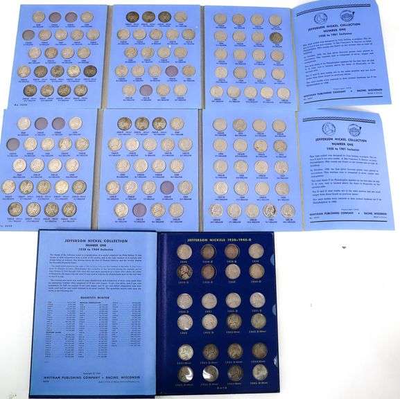 Jefferson Nickles 1938 - 1961 , 2 sets missing the same 5 coins , and 1938 - 1964 set