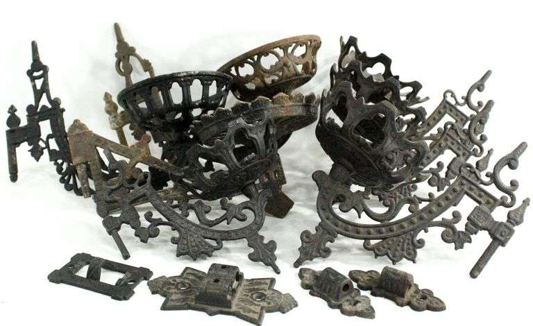 Victorian Metal Art Lamp Holders, Pull Plates, and More