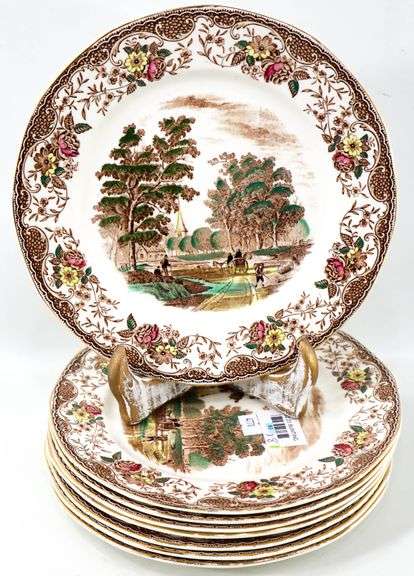 Royal Tudor Ware Luncheon Plates "Olde England" Barker Bros. England