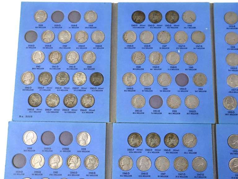 Jefferson Nickles 1938 - 1961 , 2 sets missing the same 5 coins , and 1938 - 1964 set