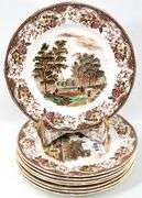 Royal Tudor Ware Luncheon Plates "Olde England" Barker Bros. England