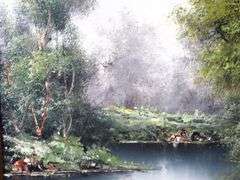 Landscape oil on canvas, framed- 32" x 27"