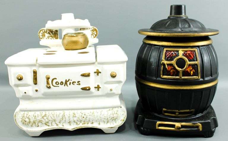 McCoy Pottery Cookie Jars with Lids - Vintage Cook Stove and Wood Stove
