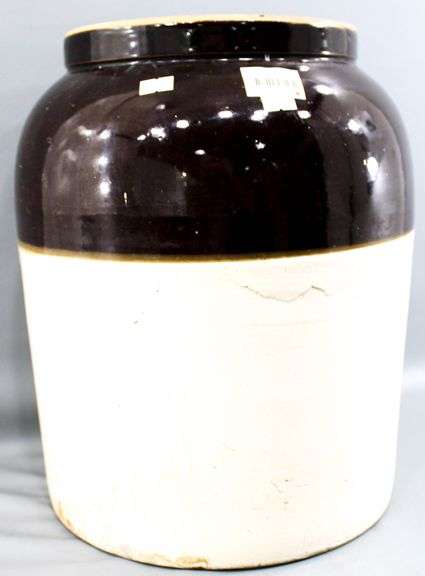 Vintage Stoneware Milk Crock with Lid