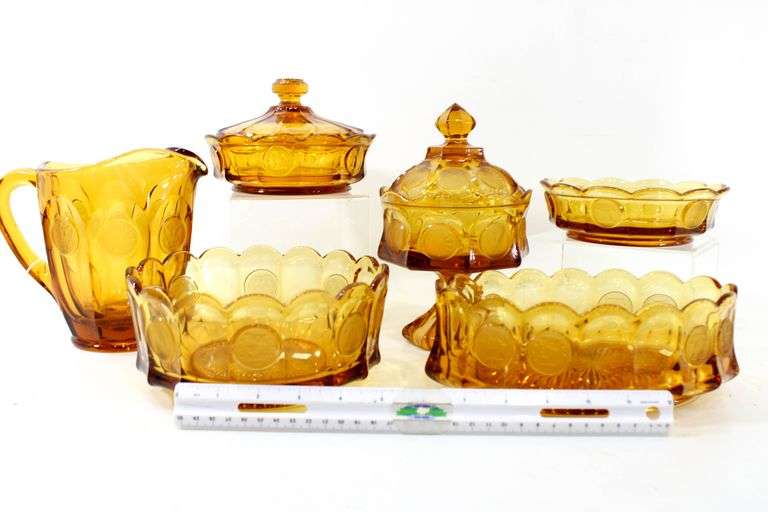 Fostoria Amber Coin  Glassware.