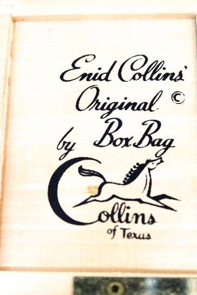 Enid Collins Original Box Bag (Collins of Texas) Vintage Wooden Box Handbag Embellished with Stones & Beads, Trolley Streetcar Design