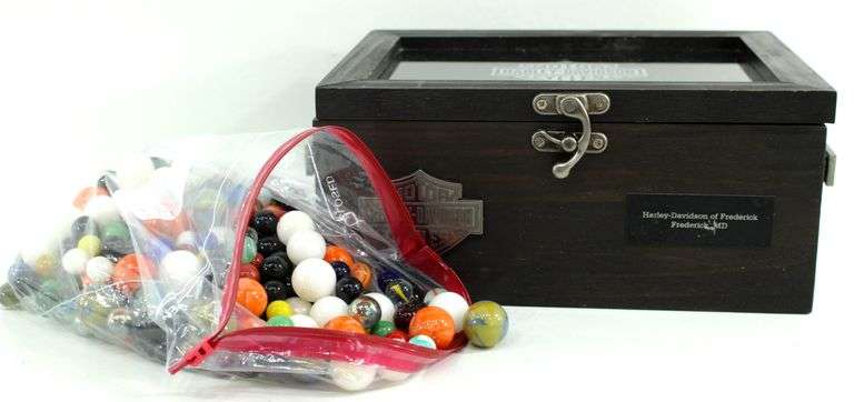 Harley Davidson Storage Box and Marble Collection