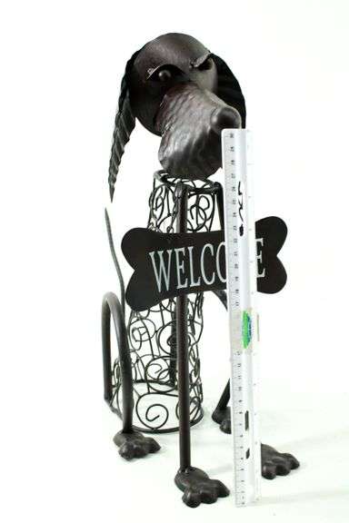 Wobble Head "Welcome" Dog Metal Art figurine.