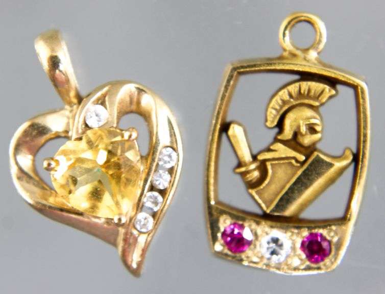 10 KT Gold Pendants with Citrine, Diamond and Rubies (tested)      (2.70 gm t.wt)