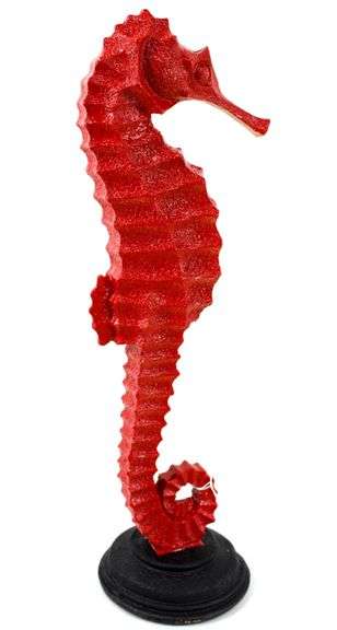 Red Seahorse on Stand.  18"