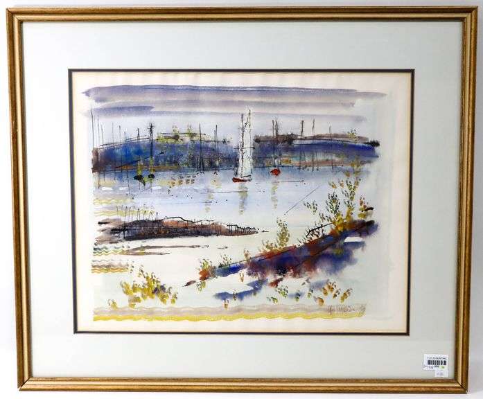 Alfred Birdsey "Bermuda Seascape" original watercolor painting, framed 24" x 28"