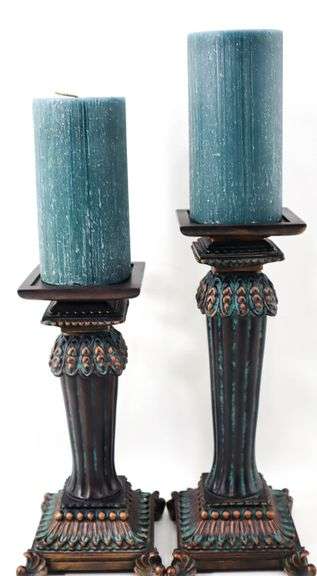 Partylite Regal Candle Holders in Antiqued Bronze - Pair with Candles