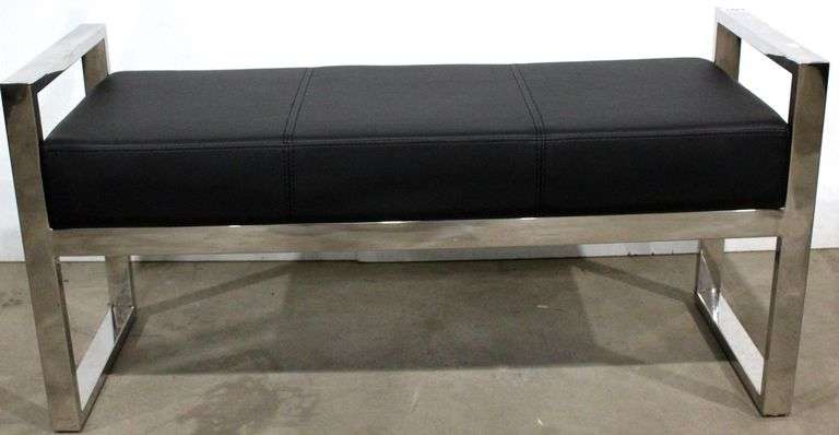 MCM Metal Art Demi Arms Upholstered Seat Bench - 40 x 15 x 20