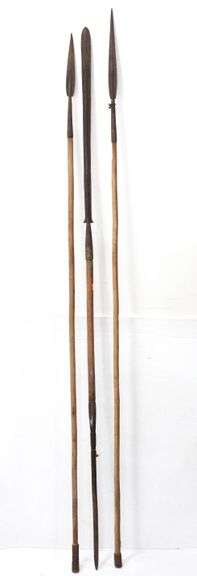 Vintage African / Congo Wood Shank Metal Blade Spears
