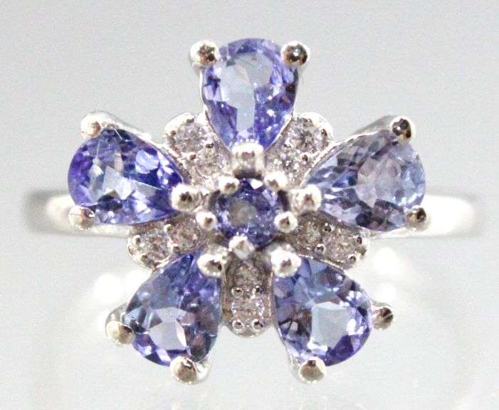 Tanzanite (tested) and Sterling Silver Ring, size 7.