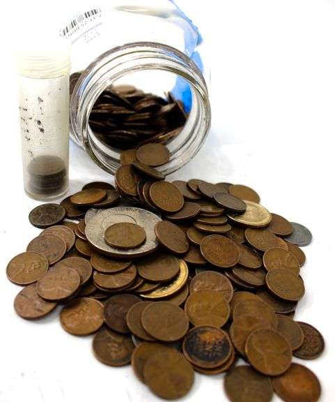 300 Wheat Pennies, three 1976 Eisenhower Dollars, 4 "gold" dollars , 2 Susan B Anthony dollars and more a