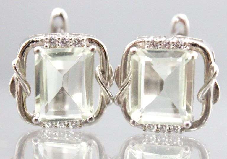 Aquamarine (tested) and Sterling Silver Earrings.