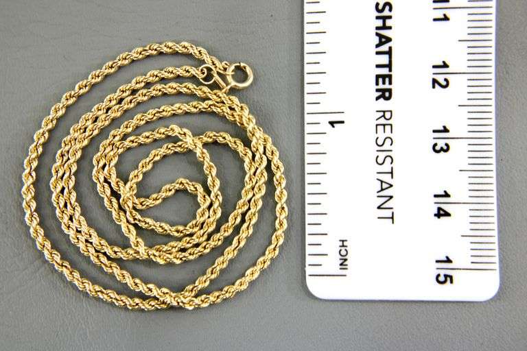 14 KT Gold rope Necklace, 18".    (2.40 gm)
