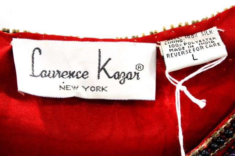 Vintage Laurence Kazar New York Beaded Sequin Cropped Evening Trophy Jacket.  100% Silk Lining -  Size Large