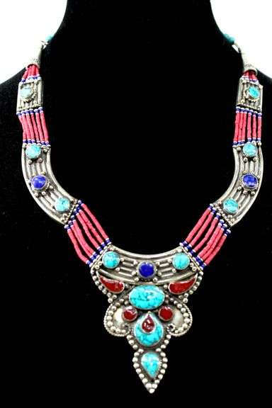 Sterling Silver, Turquoise, and Lapis, Necklace.