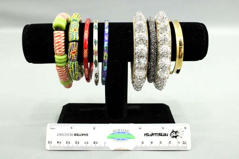 Cloisonné Bracelets, Ashley Bridget Cuff, Bead, and Rhinestone Bracelets.