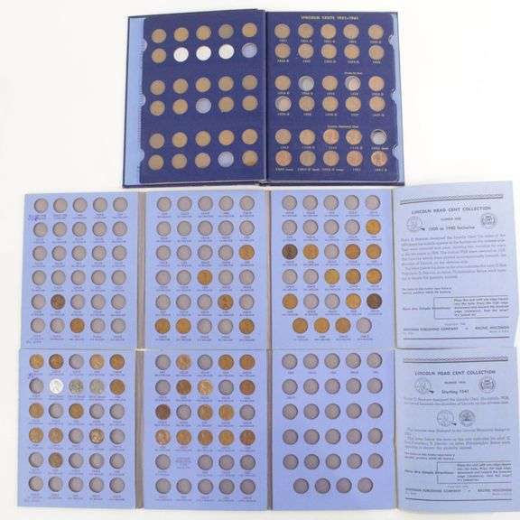 Three Lincoln Cents Collection Books. One book has 22 Coins, the second 28 coins, and the Deluxe book has 66 coins 1941-1969 "D", some uncirculated and steel cents included. 116 Coins Total