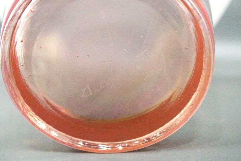 Signed and Dated 2000 - George Fenton Velva Rose Stretch Art Glass Centerpiece - 6 x 7