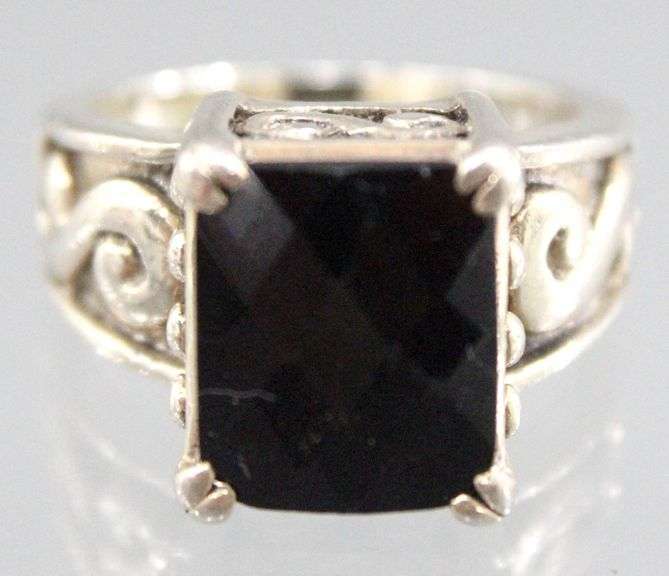 Sterling Silver and Onyx Ring.  Size 8.