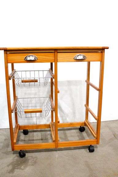Rolling Island with Drawers, Baskets & Shelves - 27 x 15 x 30
