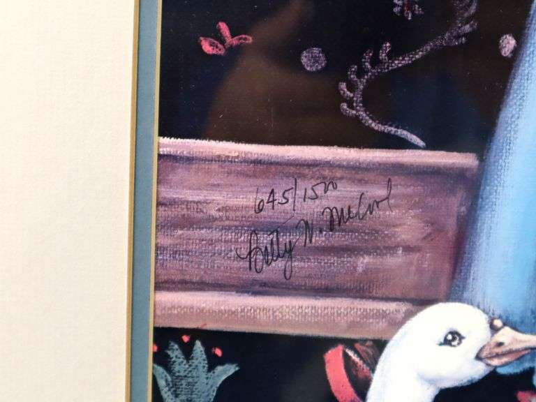 Betty McCool "Little Girl with Doll" signed limited edition print 645/1500, framed 34" x 28"