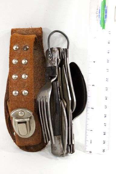 Vintage made in Japan , folding pocket knife with cutlery - spoon , knife , fork and much more , Perfect for the retro boy scout