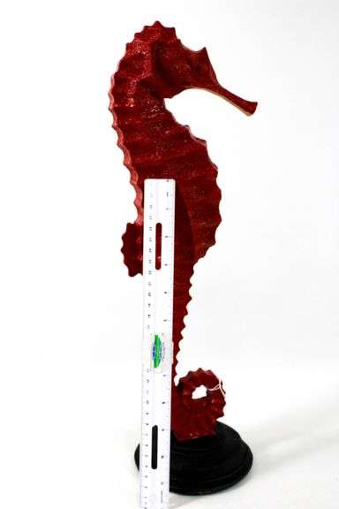 Red Seahorse on Stand.  18"